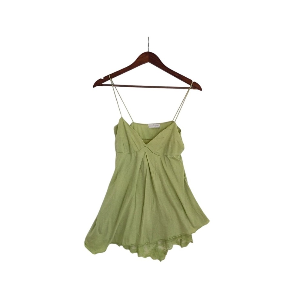 Vintage 2005 Rebecca Beeson Lime Green Lace Trim Babydoll Cami Top Mesh S USA